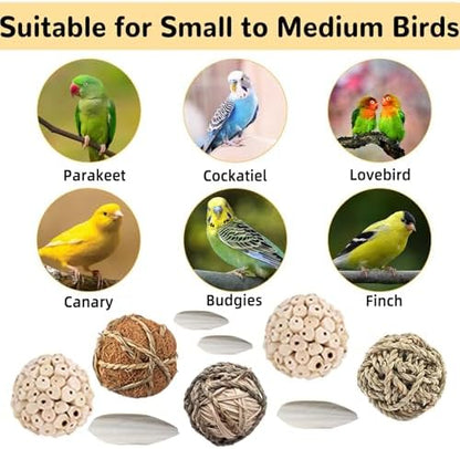 18PCS Bird Toys Sola Balls Natural Chew Grass Parrot Toys