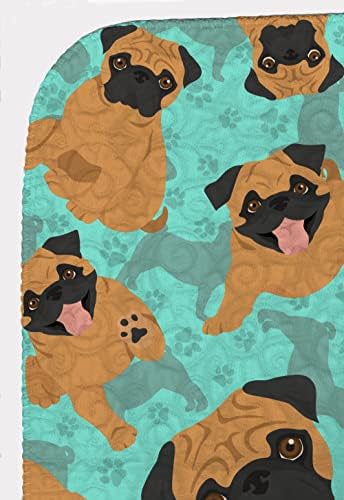 Caroline's Treasures MLM1057LQB Apricot Pug Quilted Blanket 50x60 Artwork Pattern Quilted Throw Blanket for Bed, Couch, Sofa, Soft and Lightweight