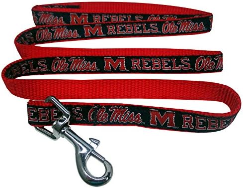 NCAA PET Leash, Small, Mississippi Ole Miss Rebels, Shiny & Colorful Leash for Dogs & Cats Licensed by The NCAA