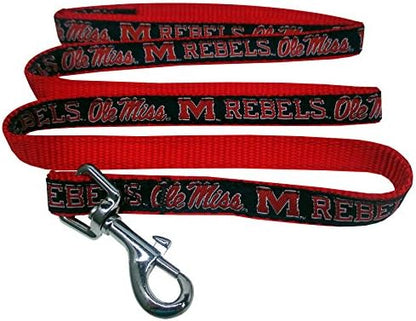 NCAA PET Leash, Small, Mississippi Ole Miss Rebels, Shiny & Colorful Leash for Dogs & Cats Licensed by The NCAA