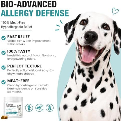 Dog Allergy Chews 130ct - Itch Relief Dog Allergy and Itching Skin Relief Anti Itch Aller Immune Bites for Dogs Licking Paws Treatment - Probiotics Vitamins for Itchy Skin, Ears & Yeast,Chicken Flavor