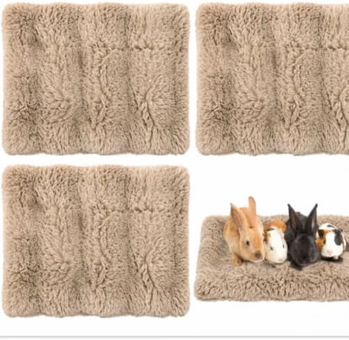 Jetec 3 Pcs Guinea Pig Beds, Bubble Fleece Small Animal Mats,Winter,Brown