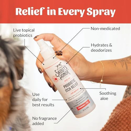 SKOUT'S HONOR Probiotic Itch Relief Spray for Dogs, 8 oz