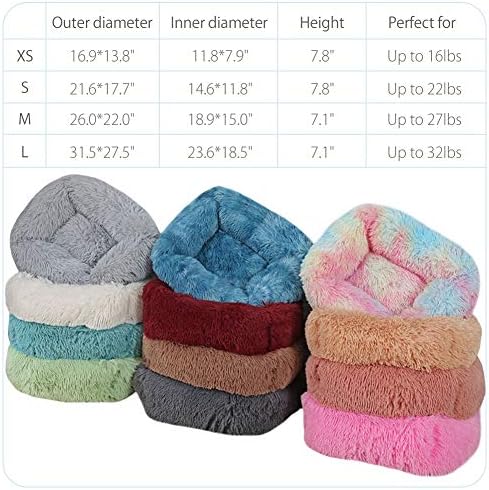 La La Pet® Donut Dog Cat Bed Cozy Cave Pet Bed Burrow Dog Bed Calming Cuddler Self-Warming Pet Bed Soft Plush Pet Cushion Improved Sleep for Cats Small Medium Dogs Red L