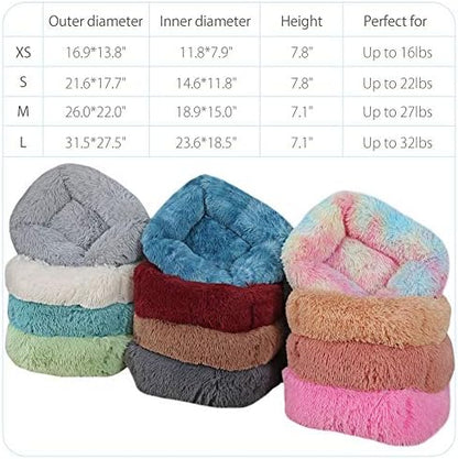 La La Pet® Donut Dog Cat Bed Cozy Cave Pet Bed Burrow Dog Bed Calming Cuddler Self-Warming Pet Bed Soft Plush Pet Cushion Improved Sleep for Cats Small Medium Dogs Blue M