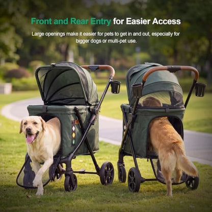 JWX Pet Stroller for Medium and Large Dogs, 77 lb Capacity, Foldable