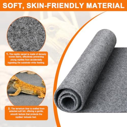 Reptile Carpet, Terrarium Liner, Reptile Bedding Substrate, 17.25" x 35.25"