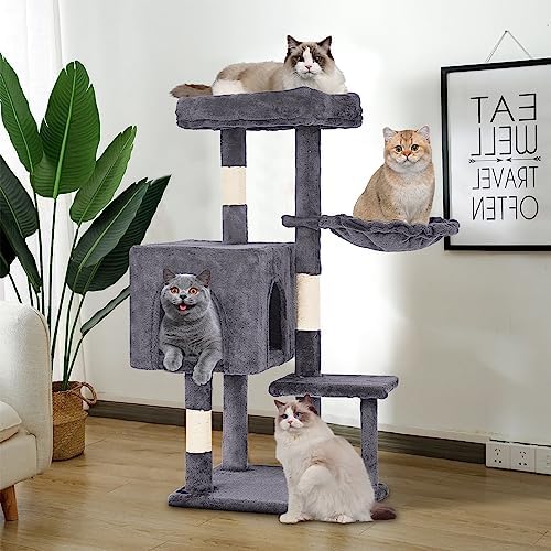 FDW 37.8" Cat Tree Tower | Light Gray | Multi-Level Indoor Activity Center
