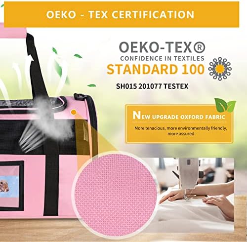 Cat Carrier Pet Carriers Airline Approved for Small Dogs Kitten Carriers for Small Medium Cats Under 15lb, Collapsible Soft Sided TSA Approved Travel Carrier, Pink