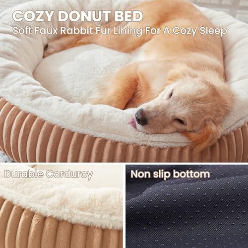 36 inches Calming Donut Dog Bed for Large Dogs,Mocha