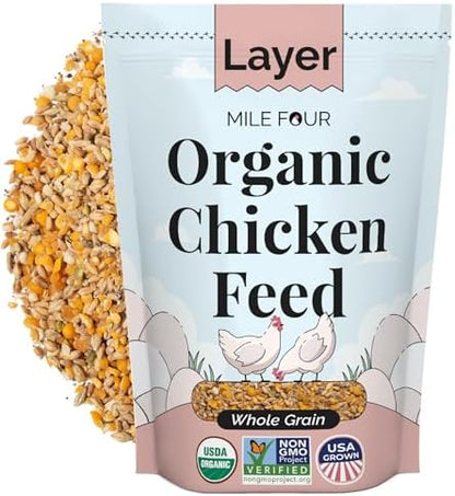 Mile Four Organic Chicken Feed, Layer Whole Grain, Non-GMO, US Grown 2 lbs