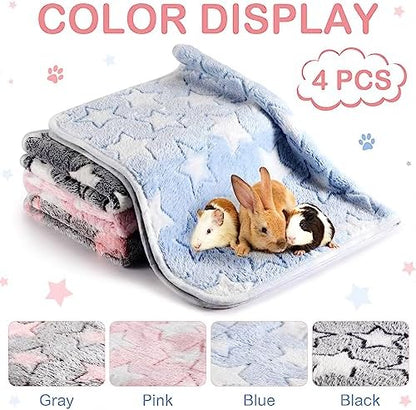 Reginary 4 Pcs Guinea Pig Fleece Cage Liners, Cute Star, 28 x 56 Inch