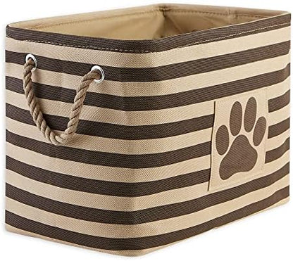 Bone Dry Pet Storage Collection Striped Paw Patch Bin, Medium Rectangle, Brown