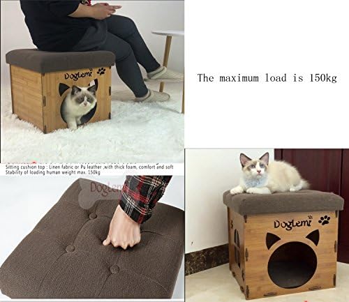 S-Lifeeling Pet Nest Cat Litter Foldable Functional High-Grade Wooden Cushion Pet Cat Small Dog House Bed Mat Cave and House Chair