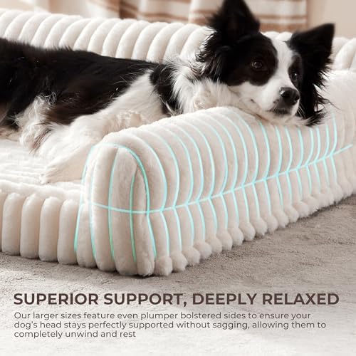 Orthopedic Dog Bed XL 42x30x9.5” Washable Cover Cream