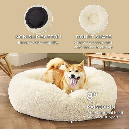 Bedsure Calming Dog Bed Medium Size Dog Donut Washable Pet Bed,30ins