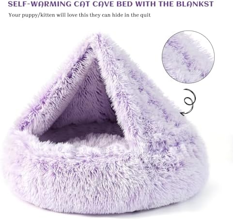 Hooded Blanket Donut Cave Bed for Small Medium Dogs and Cats