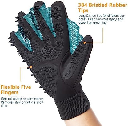 COOLJOB Patented Pet Grooming Gloves with Web, Dog Washing, Bathing, Medium