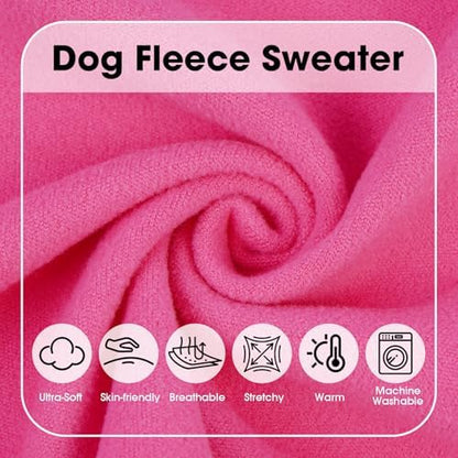 Nanaki Reflective Dog Fleece Sweater-Warm Cozy Puppy Fleece Vest for Fall Early Spring Dog Winter Coat, Adjustable Stretchy Pet Sweatshirts for Beagle Boston Terrier Bulldogs Sweater Christmas, L