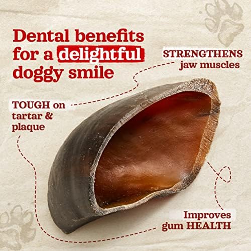 Natural Farm Cow Hooves (12 Pack), Odor-Free, All Natural Sourced from Farm-Raised Beef Hoof Dog Treats, Great Alternative to Bully Sticks or Rawhide, Dental Chew for Small, Medium, Large Breeds