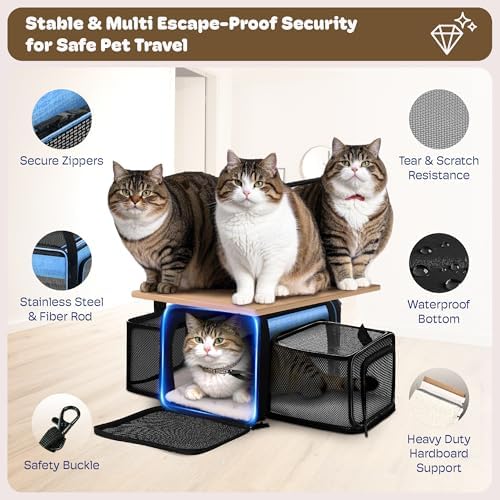 Top and 2 Sides Expandable Pet Carrier 17x11x9.5 TSA Airline Approved
