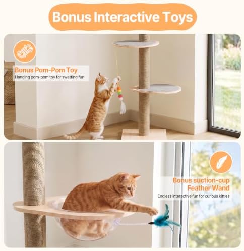 Floor to Ceiling Cat Tree Tower, 5T Adjustable Height 114-127.95”