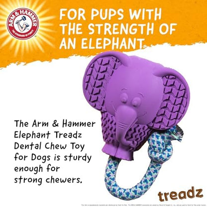 Arm & Hammer Super Treadz Baking Soda Dental Dog Chew Toy, Large, Elephant