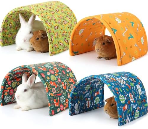 BreezeHug 4 Pcs Guinea Pig Tunnels Foldable Hideout Rabbit,Forest Animals