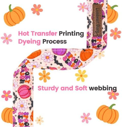 Fall Dog Collar, Halloween Pumpkin Floral Design Pet Collar for Small Dogs
