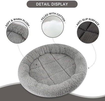 Cat Bed Mat for Indoor Cats, Soft Pet Bed with Surround Pillow, Kitten Puppy Rabbit Sleeping Self-Warming Pad, Non-Slip Cushion for Cat Tree/Crate/Window Sill, Washable, Diameter 11.81"