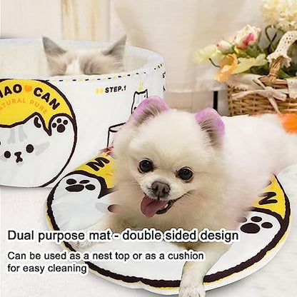 寵幸 Ramen Noodle Cat Bed, Soft Warm Washable for Cats Dogs