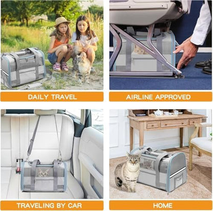 17" Soft Cat Carrier with Shoulder Strap for Travell, Light Grey