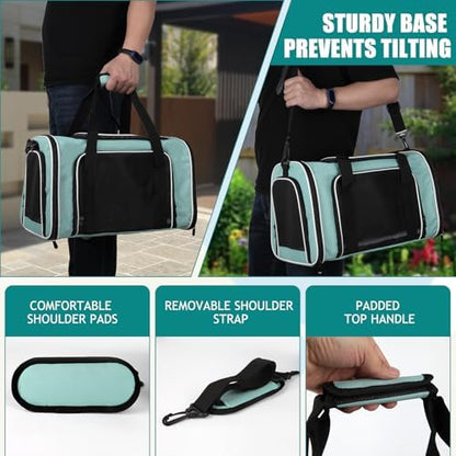 Top tasta Dog Cat Carrier Pet Carriers for Small Medium Large Cats Dogs Carrier Soft Sided Small Puppy Dog Carrier Portable Foldable Airline Approved Dog Cat Travel Carrier Green Large