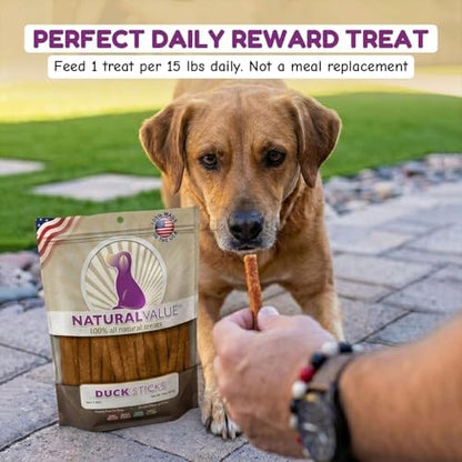 Loving Pets Natural Value Duck Sticks - Soft Jerky Dog Treats for Large & Small Breeds - Healthy Gluten, Wheat, Soy & Grain Free Pet Treats for Dogs