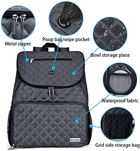 BAGLHER 丨Dog Travel Bag,Airline Approved Pet Supplies Backpack, Dog Travel Backpack with 2 Silicone Collapsible Bowls and 2 Food Baskets.
