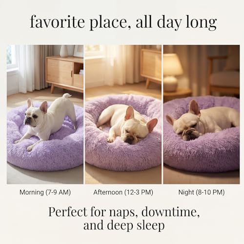 nononfish Small Dog Bed,Plush Calming Donut Pet Bed for Puppies