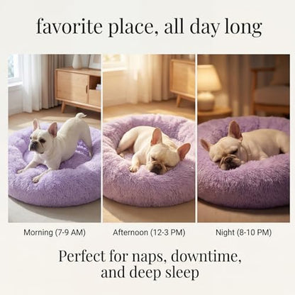 nononfish Small Dog Bed,Plush Calming Donut Pet Bed for Puppies