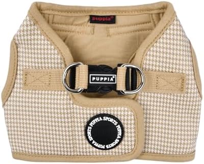 Puppia Amatus Dog Vest Harness B (Step-in) Fashionable Houndstooth Pattern Spring Summer Harness for Small and Medium Dogs, Beige, Large