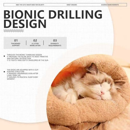Cat Winter Sleeping Bag Soft Warm Cozy Pet Bed Sack for Indoor Cats or Small Dogs Durable Washable Sleeping Pad (Bron, Medium)