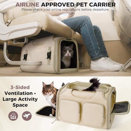 Dog Cat Carrier Airline Approved Collapsible Soft-Sided Pet Travel Bag