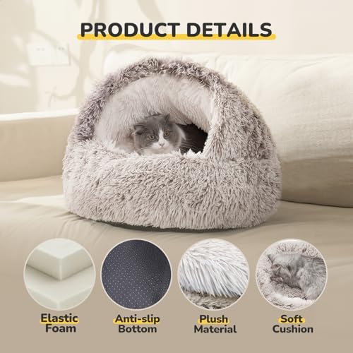 CATISM Cat Bed, Cat Beds for Indoor Cats with Covered Hooded