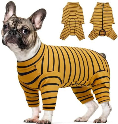 Kuoser Recovery Suit for Medium Dogs After Surgery, Long Sleeve Dog Surgery Recovery Suit, Dog Onesie for Abdominal Wounds Skin Disease, Yellow M