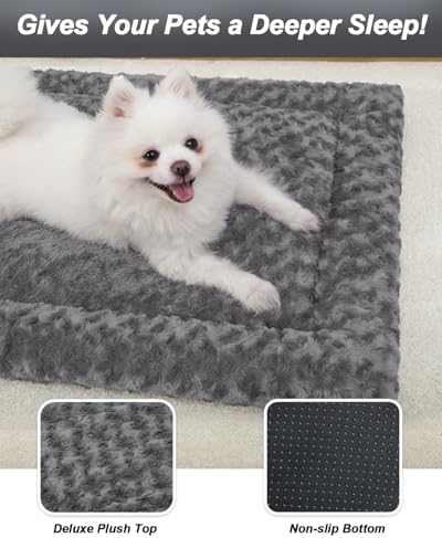 Exsnugy Washable Dog Bed Mat Medium Size Fluffy Pet Crate Pad 36x23