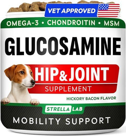STRELLALAB Advanced Glucosamine for Dogs, Chondroitin & MSM Hip Joint Chews