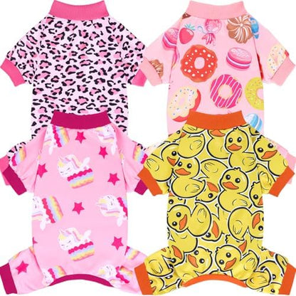 XPUDAC 4 Pack Dog Pajamas Soft Pink Girl Dog Clothes for Small Dogs, XL