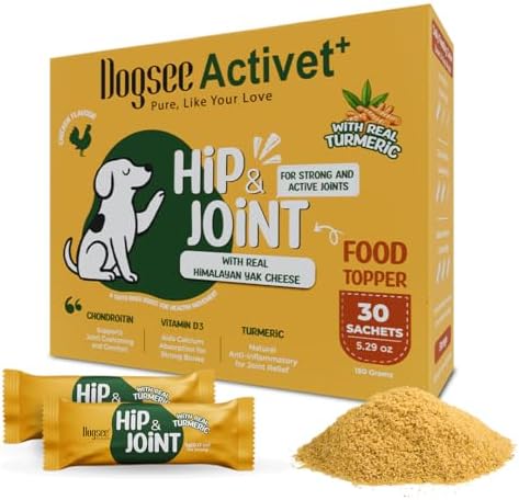Dogsee Activet+ Freeze Dried Dog Food Topper with Yak Cheese Powder, Dog Supplement for Hip & Joint, Improve Mobility, Bone Strength & Promotes Better Joint Health (30 Sachets)
