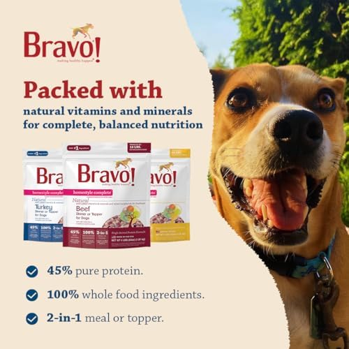 Bravo! Homestyle Complete Freeze Dried Raw Dog Food, Beef, 2 Pounds