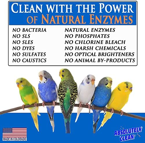 Absolutely Clean Amazing Bird Cage Cleaner and Deodorizer - Just Spray/Wipe - Safely & Easily Removes Bird Messes Quickly and Easily - Made in The US - Fragrance Free (32oz Pack of 1)