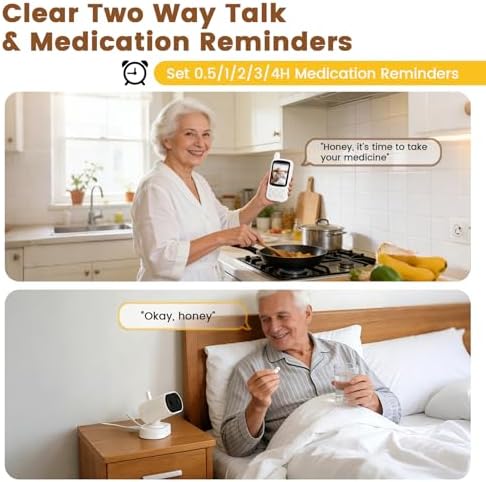 Elderly Monitor with Camera and Audio Two Way Talk Baby Monitors for Seniors No Wi-Fi Video Monitor with Call Button for Home and Nursing Home Use Ideal for Dementia Patients and Elderly Care