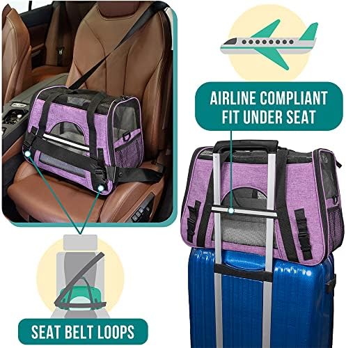 PetAmi Airline Approved Pet Carrier Cats & Small Dogs, Small Heather Purple